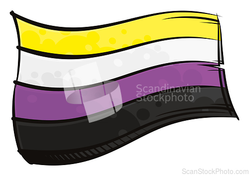 Image of Painted Nonbinary flag waving in wind