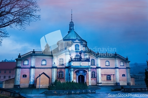 Image of Basilica in Wambierzyce, Poland at evening