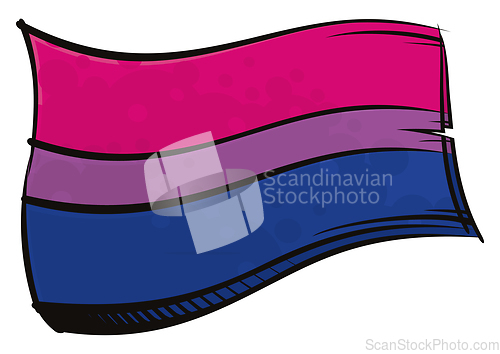 Image of Painted Bisexual comunity flag waving in wind