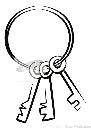 Image of Bunch of keys at simple drawing