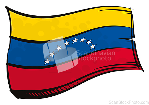Image of Painted Venezuela flag waving in wind