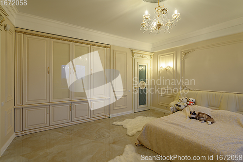 Image of Interior design, luxury big modern bedroom