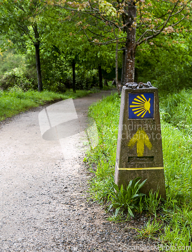 Image of Road sign of Camino de Santiago