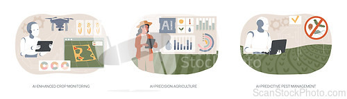 Image of AI in Agriculture abstract concept vector illustrations.