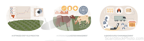 Image of AI in modern farming abstract concept vector illustrations.