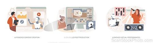 Image of AI Technology in Entertainment abstract concept vector illustrations.