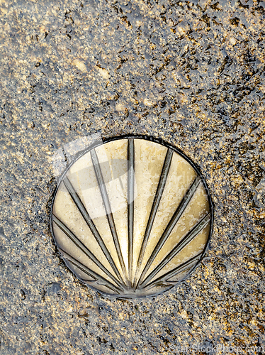 Image of Santiago's shell on the pavement