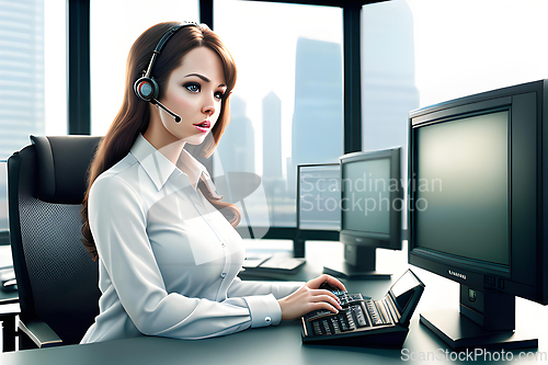 Image of Illustration of officer at helpdesk.
