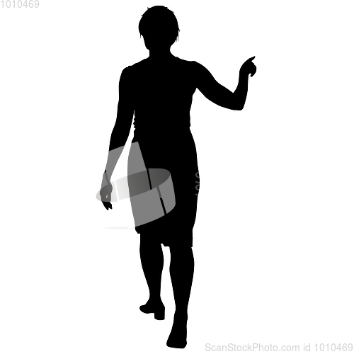 Image of Black silhouette of a beautiful girl on a white background