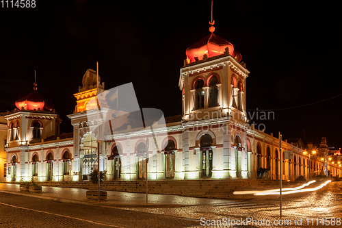 Image of Markethall in the old town of Loule at night
