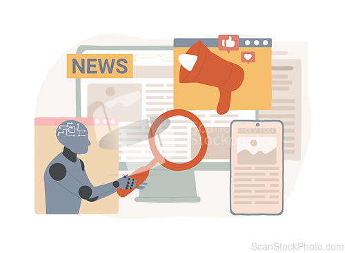 Image of AI-Enhanced Media Monitoring abstract concept vector illustration.