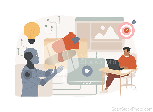 Image of AI-Generated PR Content abstract concept vector illustration.
