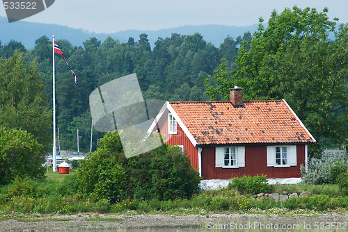 Image of Small, red house in Norway