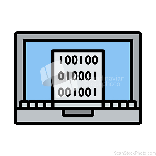 Image of Laptop With Binary Code Icon