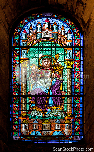 Image of Stained-glass window in the cathedral of Santiago de Compostela