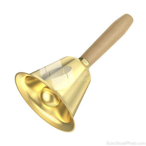 Image of Golden handbell with a wooden handle