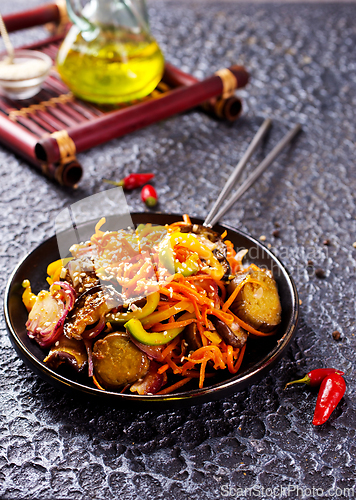 Image of Summer Vegetable spicy stew of zucchini, potatoes, peppers, onions, tomatoes and eggplant