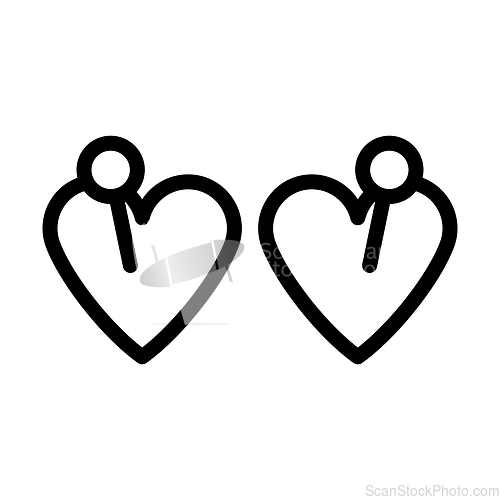 Image of Two Valentines Heart With Pin Icon
