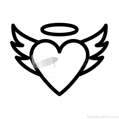 Image of Valentine Heart With Wings And Halo Icon