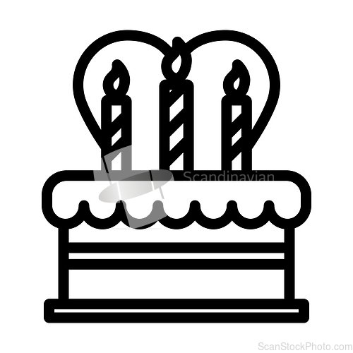 Image of Cacke With Candles And Heart Icon