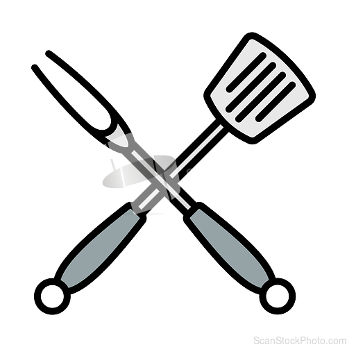 Image of Crossed Frying Spatula And Fork Icon