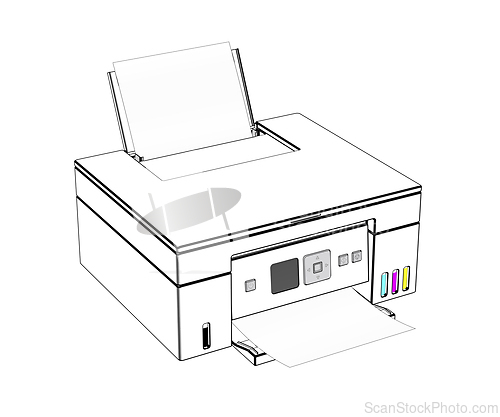 Image of Sketch of a multifunction inkjet color printer