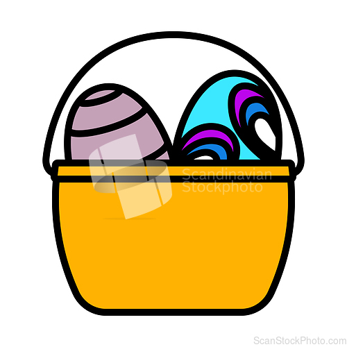 Image of Easter Basket With Eggs Icon