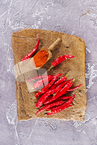 Image of Red hot chilli pepper. Fresh thick and big red chilly