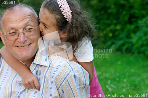 Image of Happy kid and grandfather