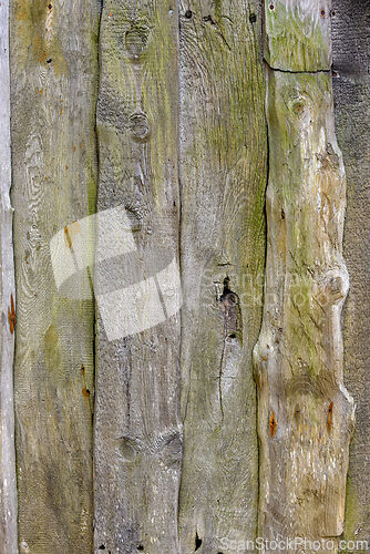 Image of Weathered wood panels showcase the beauty of aging and nature's 