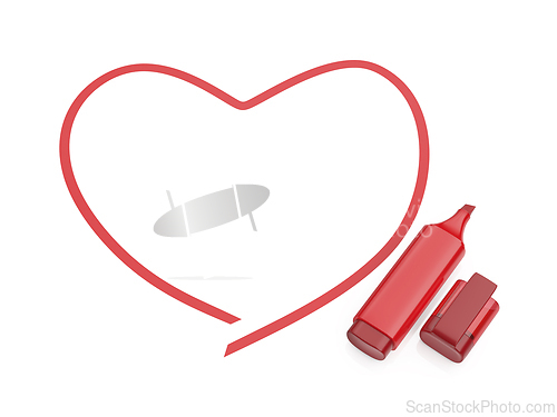 Image of Drawing a heart with a red highlighter