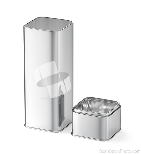 Image of Small empty shiny metal box with a lid