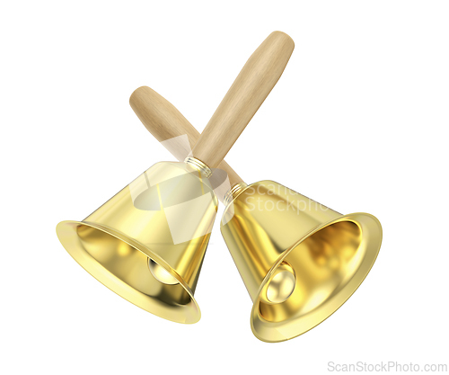 Image of Pair of handbells with wooden handles
