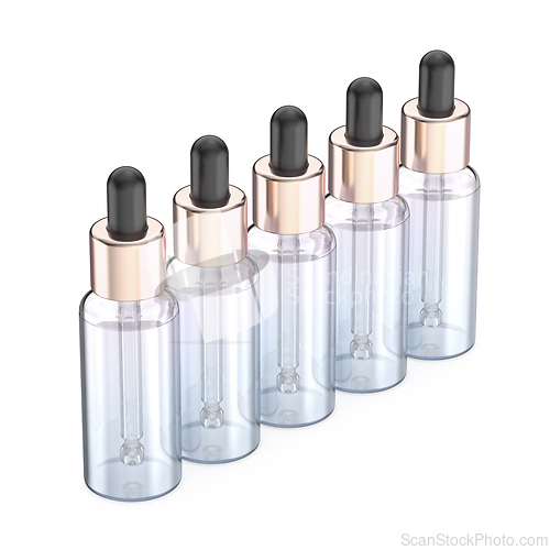 Image of Row of glass dropper bottles