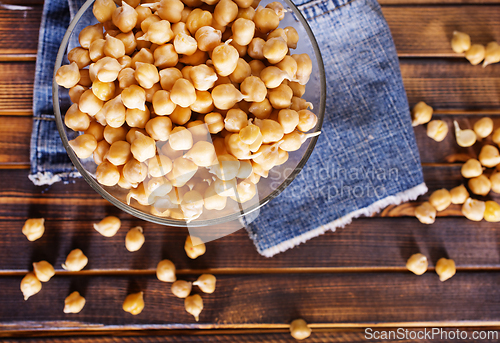 Image of Cooked chickpeas in a glass bowl