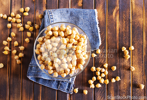 Image of Cooked chickpeas in a glass bowl