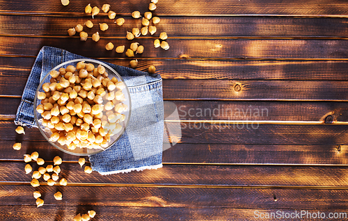 Image of Cooked chickpeas in a glass bowl