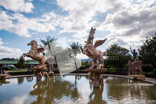 Image of Biopark Wakata, Mythological Fountain in Jaime Duque Park, Metropolitan Area of Bogota, Colombia.