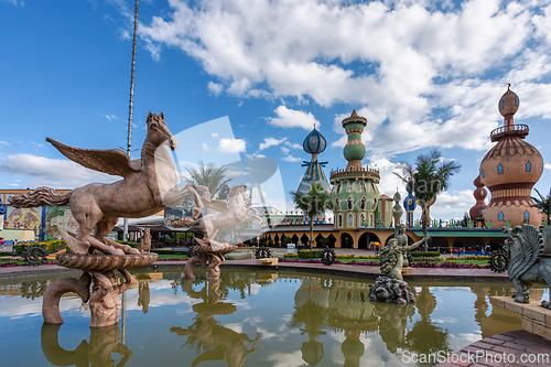 Image of Biopark Wakata, Mythological Fountain in Jaime Duque Park, Metropolitan Area of Bogota, Colombia.