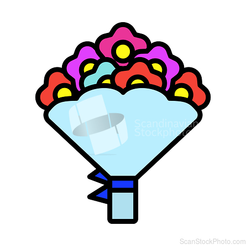 Image of Tulips Bouquet Icon With Tied Bow