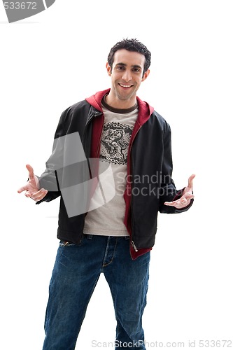 Image of Handsome guy with open hands
