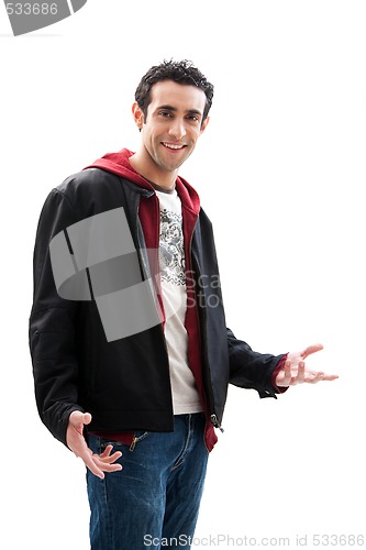 Image of Handsome guy with open hands