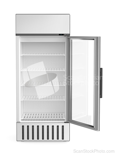 Image of Empty supermarket beverage refrigerator