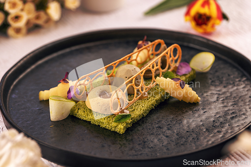 Image of Gourmet starter displayed on elegant plate