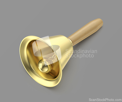Image of Golden bell with a wooden handle