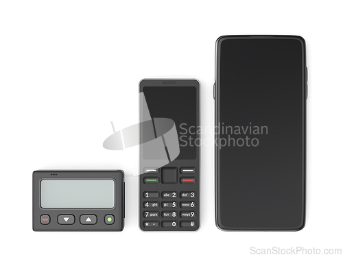 Image of Pager, feature phone, and smartphone