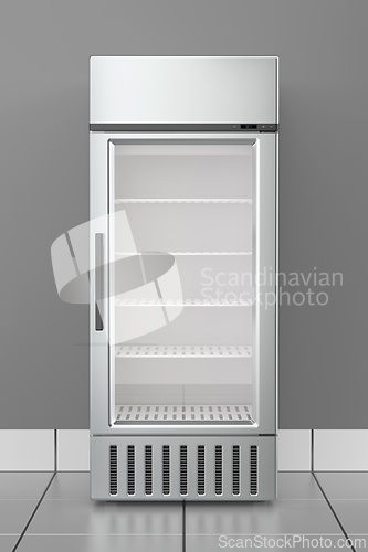 Image of Empty supermarket beverage refrigerator