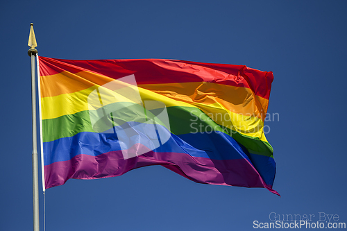 Image of A Rainbow flag in Bergen, Norway