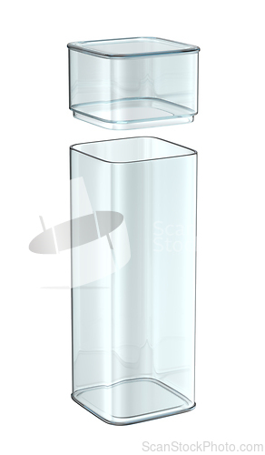 Image of Open blue transparent plastic box