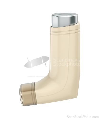 Image of Beige portable asthma inhaler device